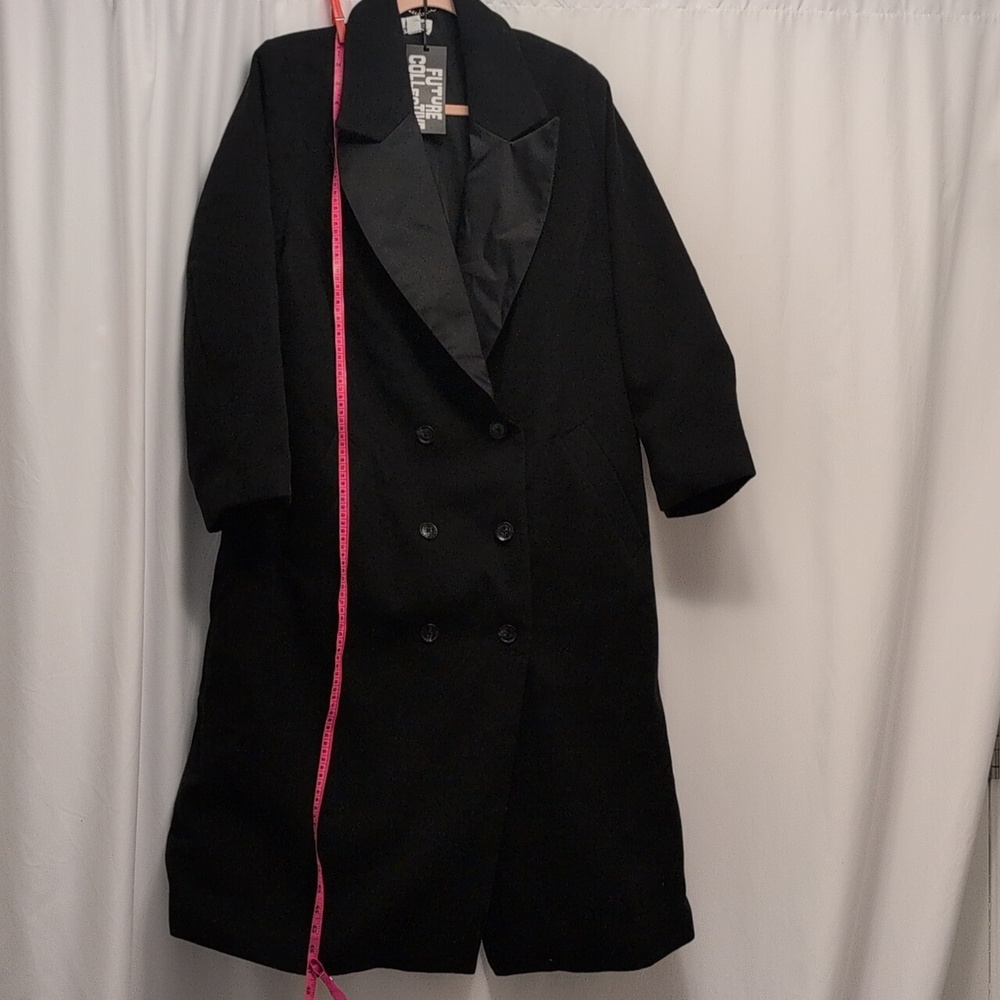 Future collective nwt XXL double breasted long black coat - Picture 6 of 12